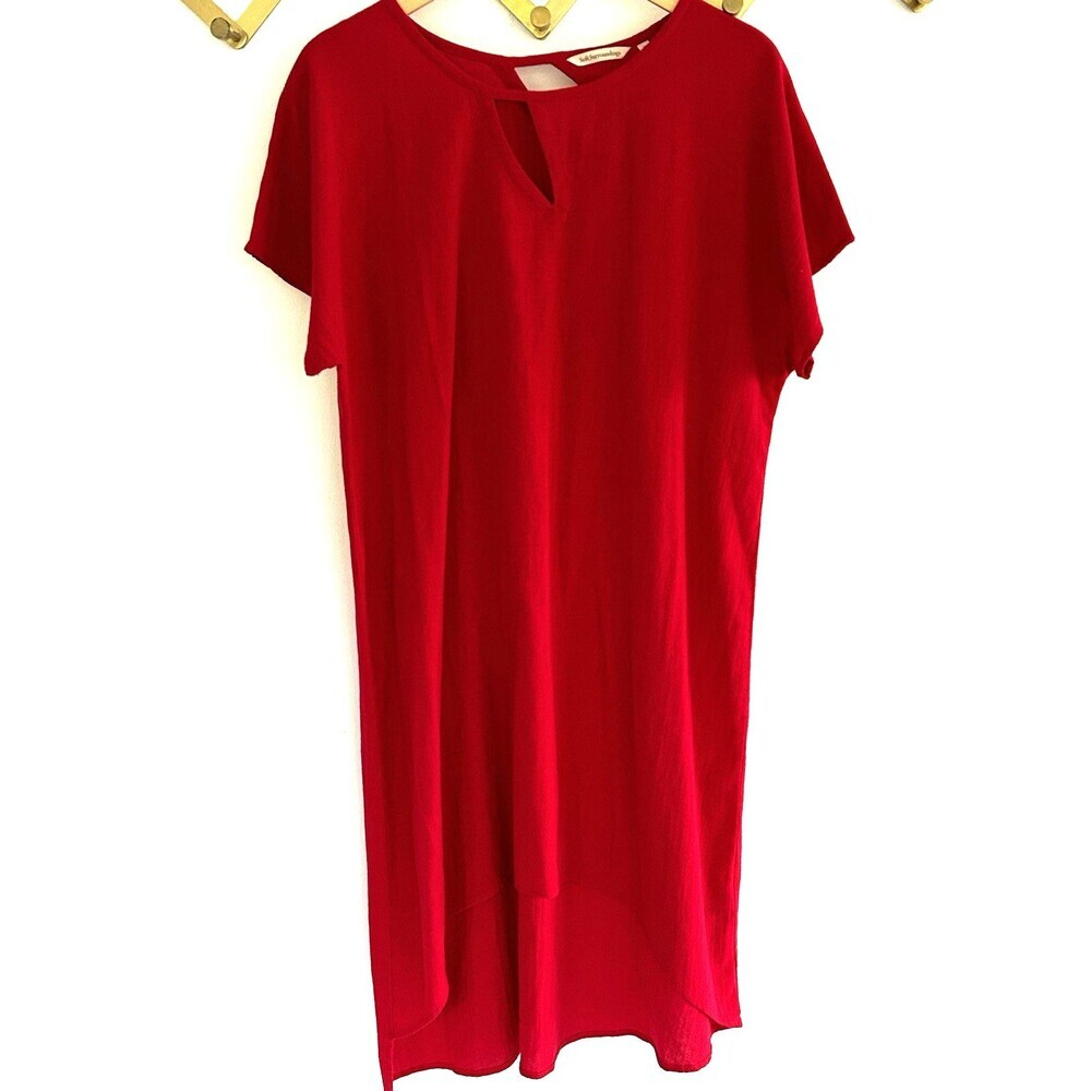 Soft Surroundings Moderne Gauze Tunic Top Blouse Size XL Fiery Rose Keyhole
